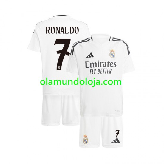 Camisola Real Madrid Cristiano Ronaldo 7 Criança Equipamento Primeiro 2024-2025 Manga Curta
